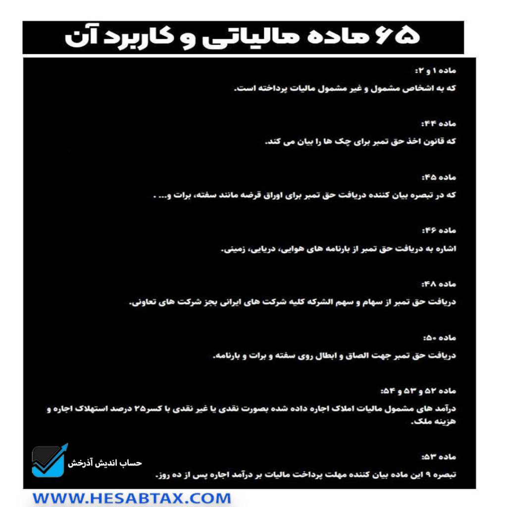 65 ماده مالیاتی